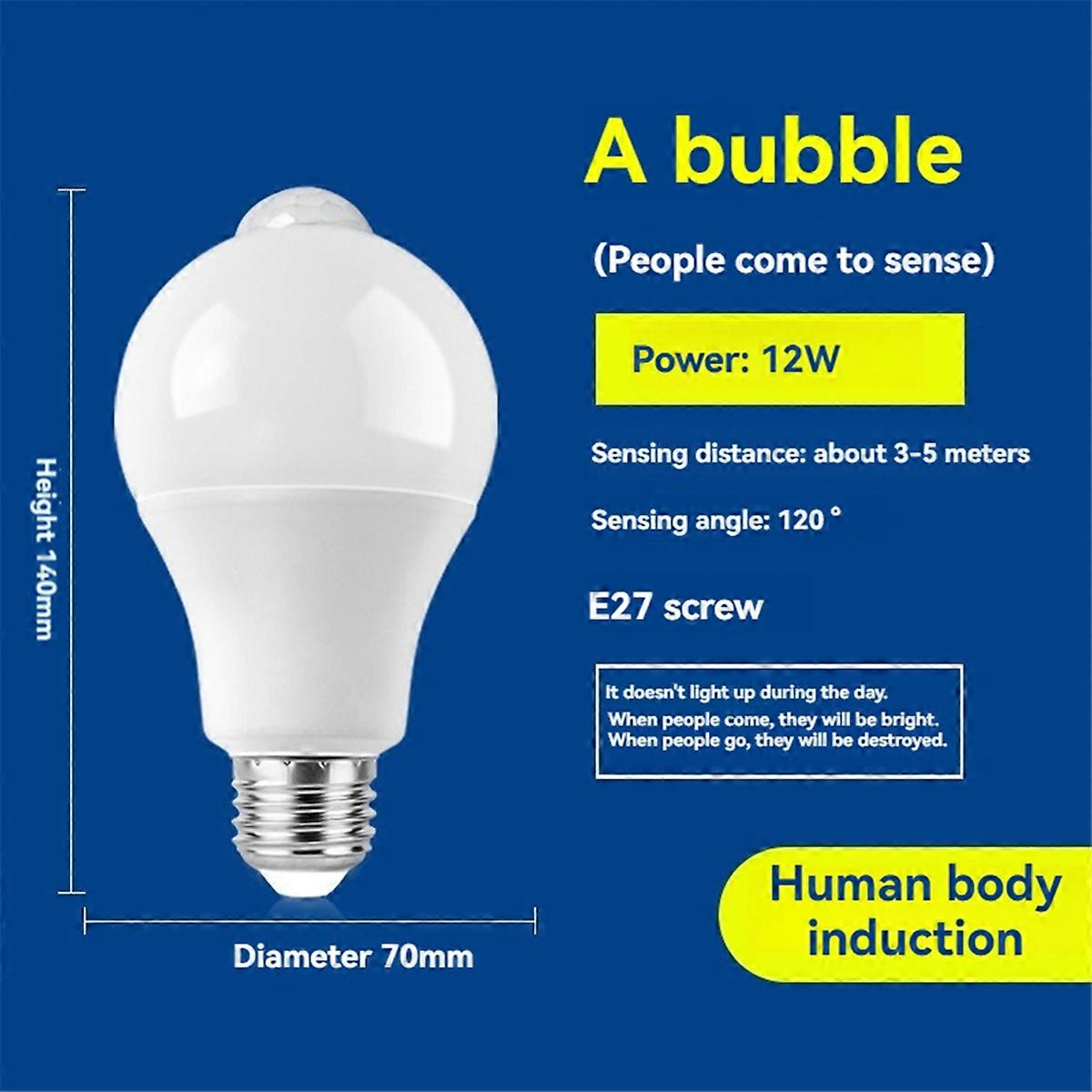 4PC E27 LED Motion Sensor Bulb LED Lamp PIR Sensor Light 12W