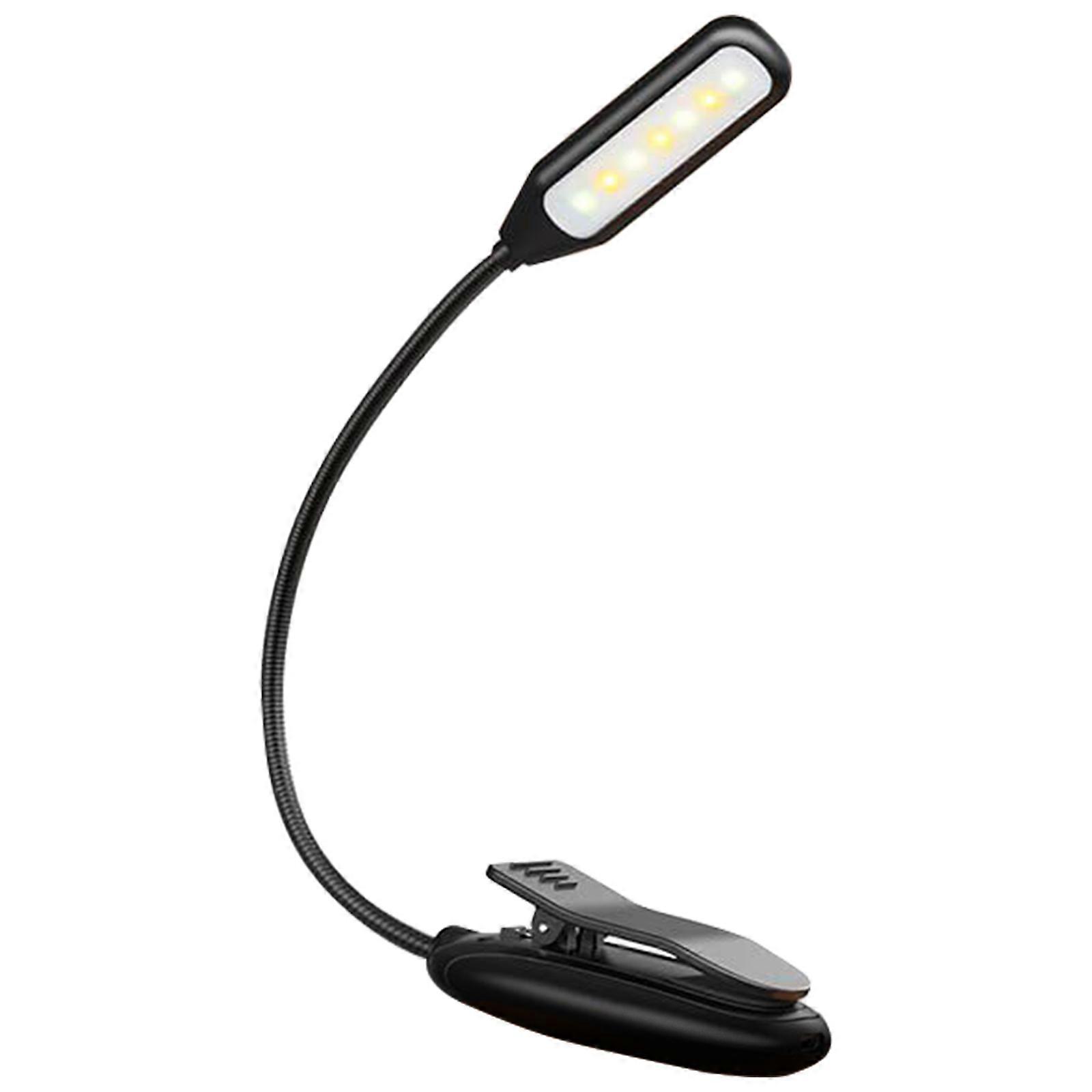 Rechargeable LED Task Light with Stepless Brightness Adjustable LED Clip Light Upgrades for Reading In Bed Or Travel  Black