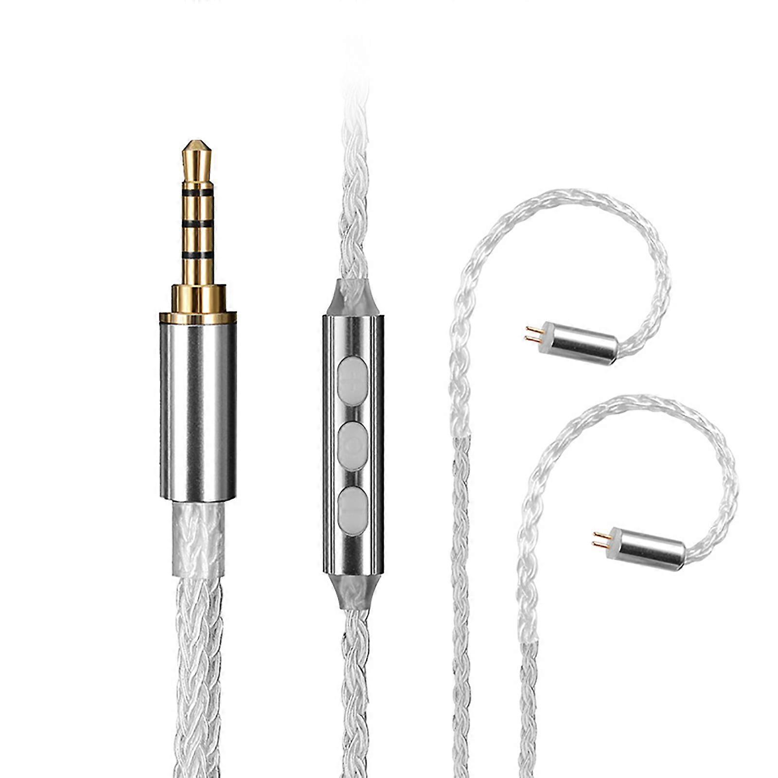 Yedek Yükseltme Kablosu 3.5mm/Type-C 8Core Wire 2Pin 0.78mm Fiş Kulaklık Kablosu Desteği Ses Kontrolü 51 inç Kablo