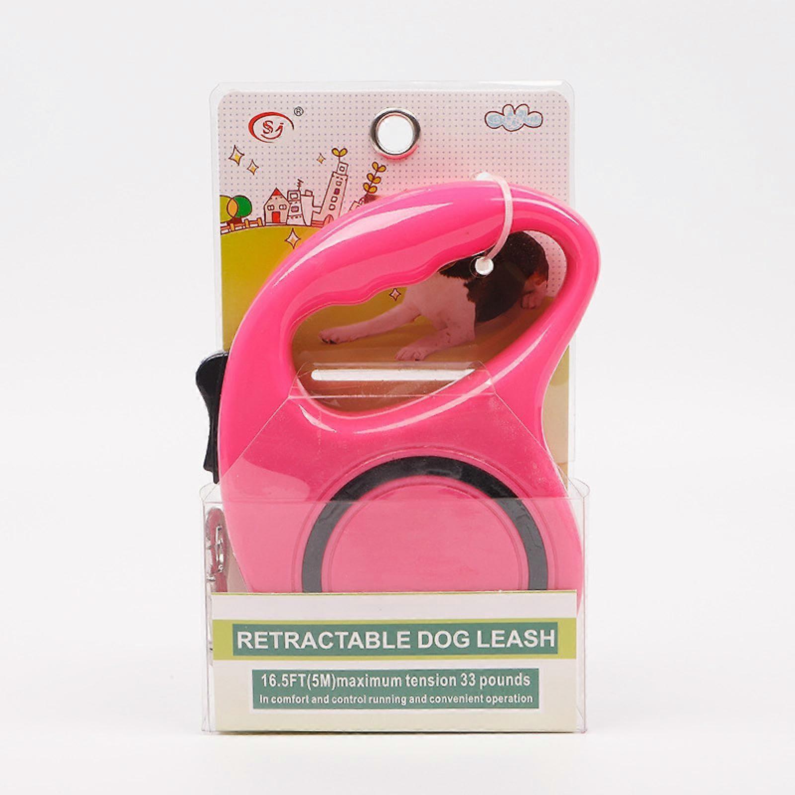Automatic Retractable Pet Dog Leash 5 Meters Pink - Portable Small Dog Walking Leash for Easy Control and Comfort