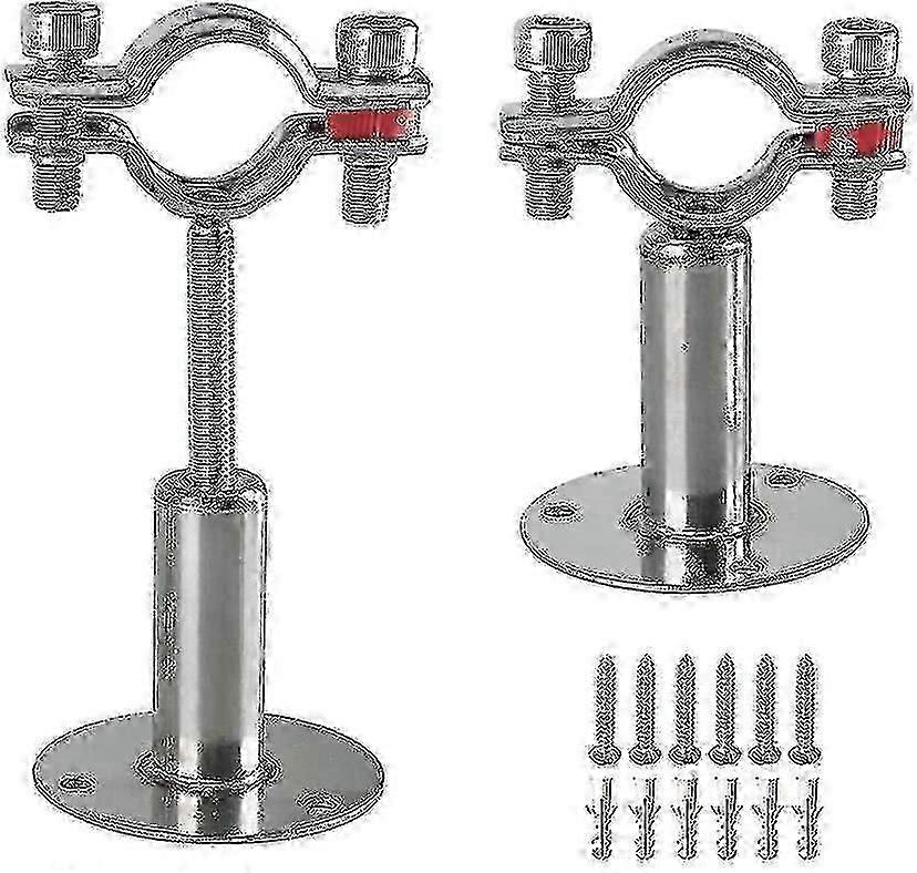 Stainless Steel Wall Mount Ceiling Mount Pipe Supports, 2pcs Adjustable Pipe Bracket Clamp Pipe Straps With Screws