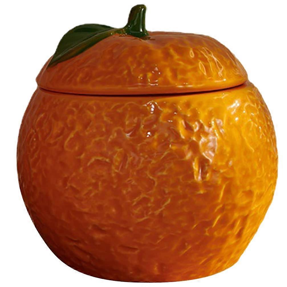 Ceramic Orange Fruit Shape Porcelain Tea Jar for Kitchen Decoration