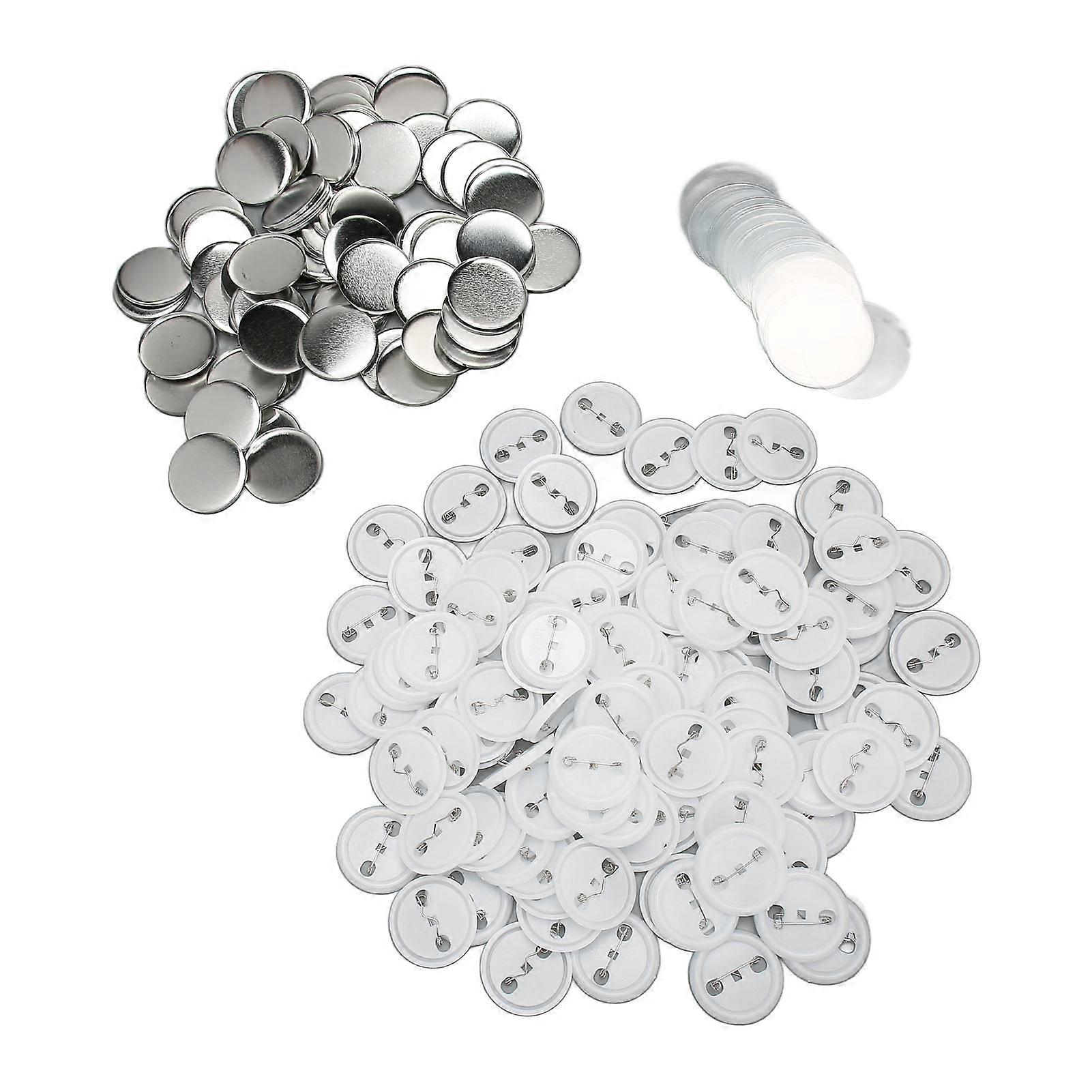 100 Set Pin Back Button Parts Tinplate Plastic Base Rustproof Widely Used Button Making Supplies for Badge Craft DIY
