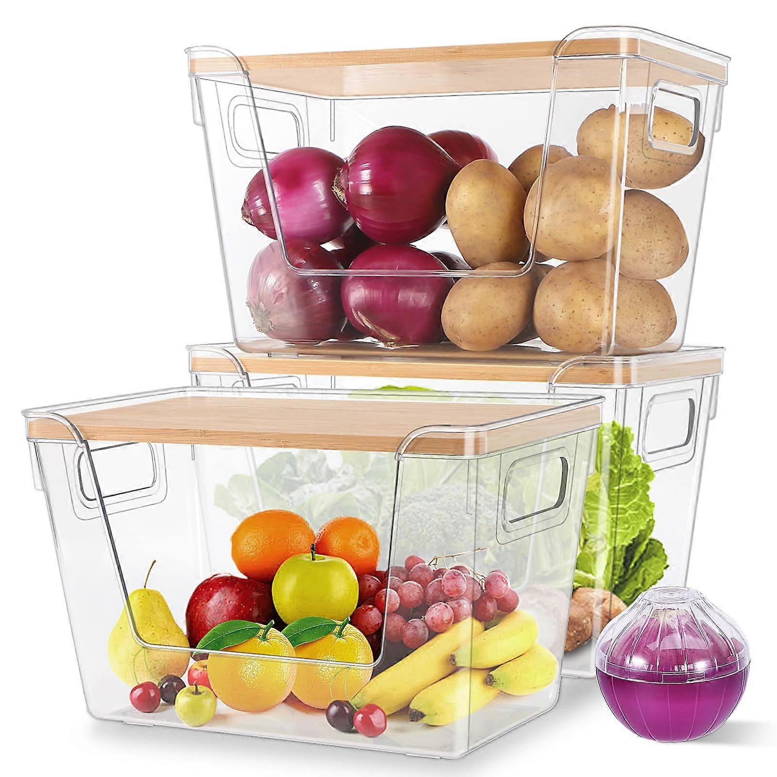 4 Set Stackable Pantry Organizers and Potato Onion Storage B for Kitchen Counter Cabinet Basket Produce Storage