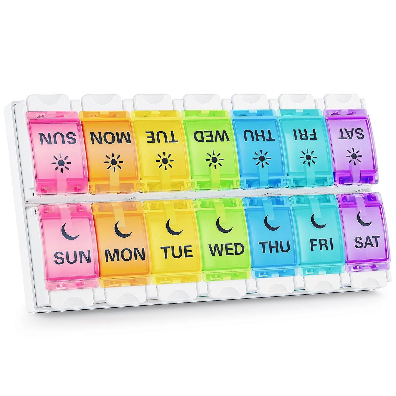 Pill Organizer AM PM Arthritis Friendly Large BPA Free Container Twice Daily for Easy Medication Management