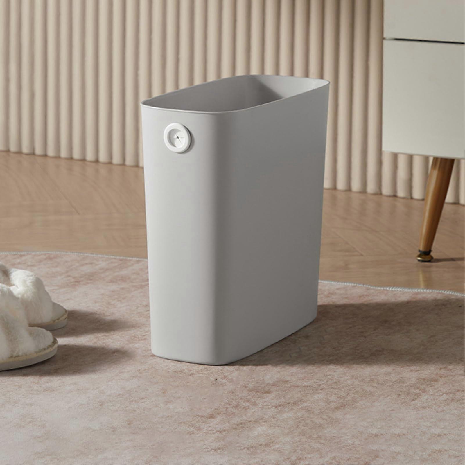 Wastebasket Trash Container, PP TPR Plastic Wastebasket Slim Open Top Garbage Container Bin