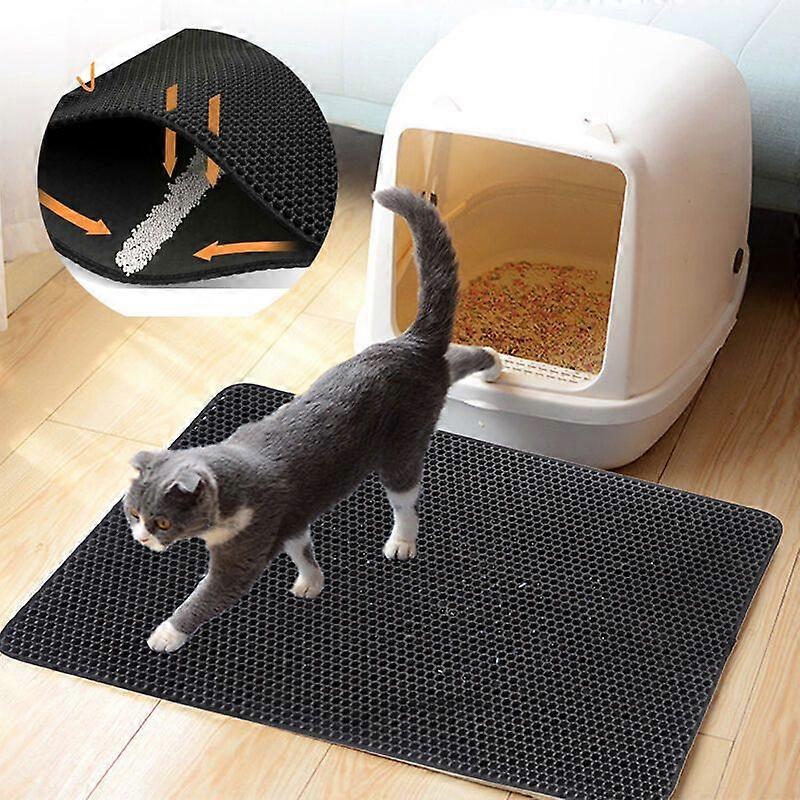 Litter Box Mat, Cat Litter Mat Litter Box Underlays Honeycomb Design Litter Box Rugs Waterproof Double Layer Design Honeycomb Mat
