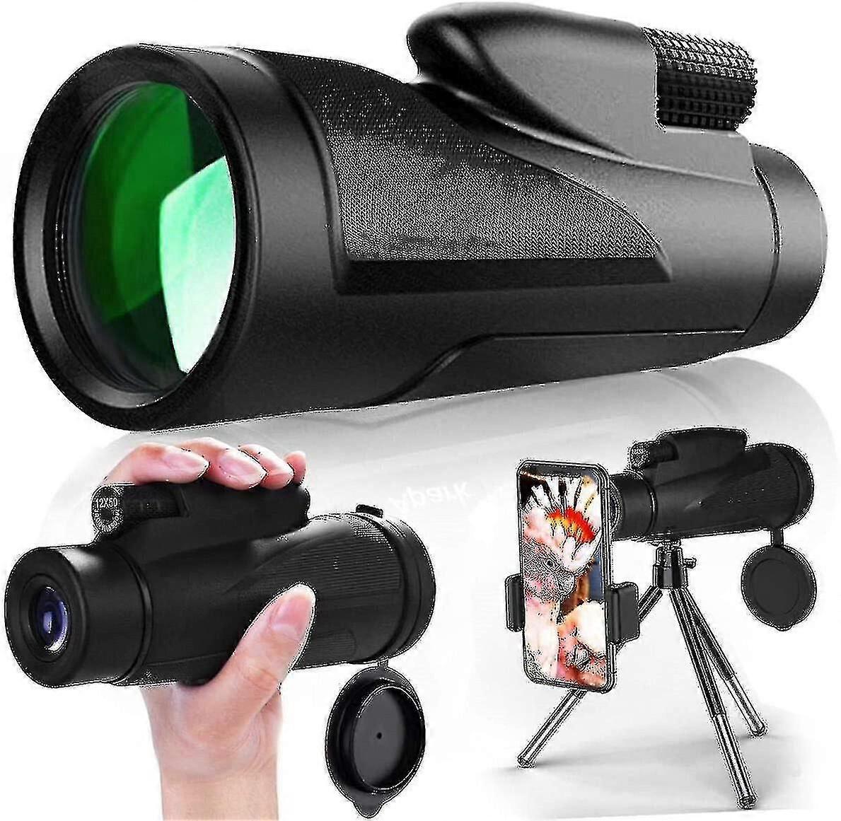 Telescópio de celular do telescópio monocular hd 12x50 hd com suporte de celular