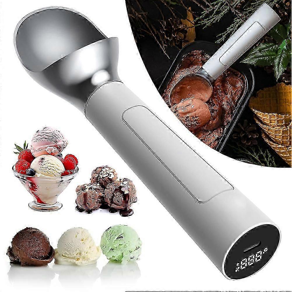 Heated Ice Cream Scooper,Stainless Steel Heated and Rechargeable Ice Cream Scoop,Electric Ice Cream Scoop with LED Display,IP67 Waterproof