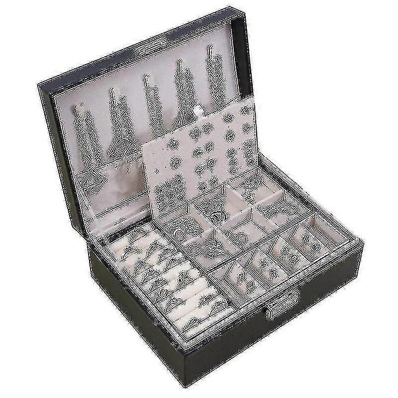 Schmuckschatulle mit Lar Double Layer PU Schmuck Stora Box Ohrringe Ohrringe Halskette Stora Box
