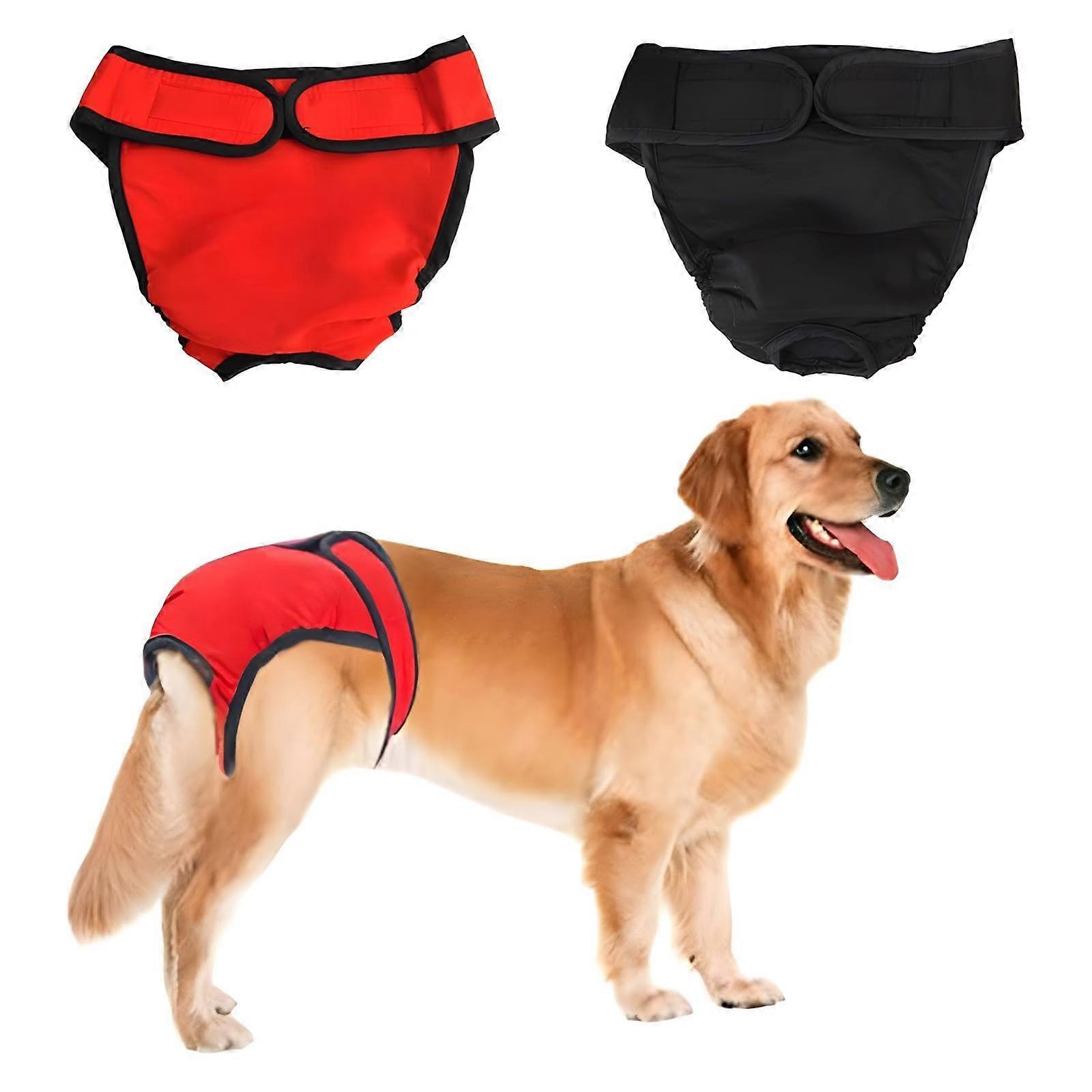 2 Pack Female Dog Diapers for Small Medium and Large Dogs, Adjustable and Leakproof, BlackRed (XL)