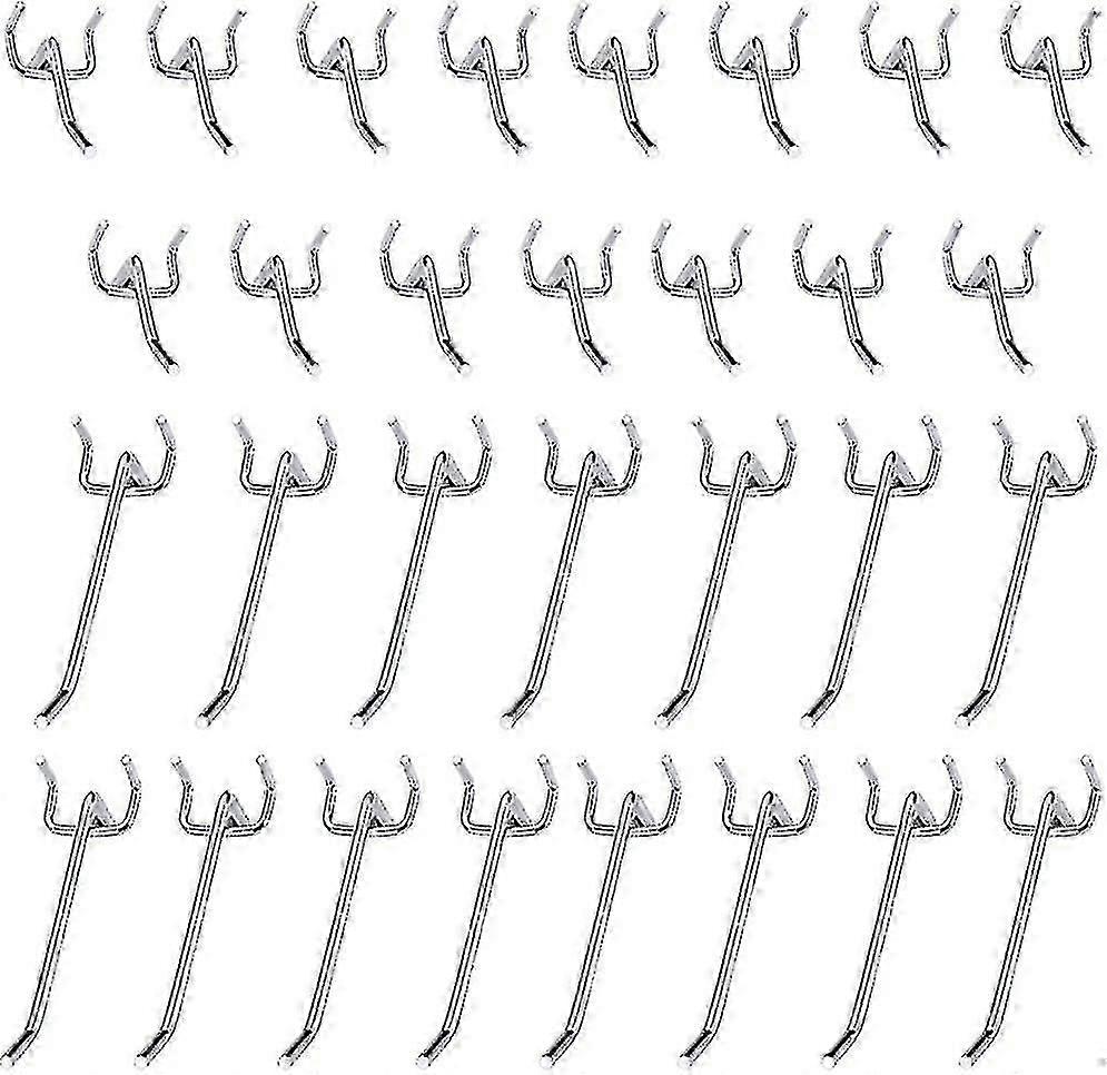 30 Pcs Perforated Panel Hooks Metal Hooks For Perforated Panel Accessories-5 Cm Single Hook Set For Garages, Tool Sheds, Workshops
