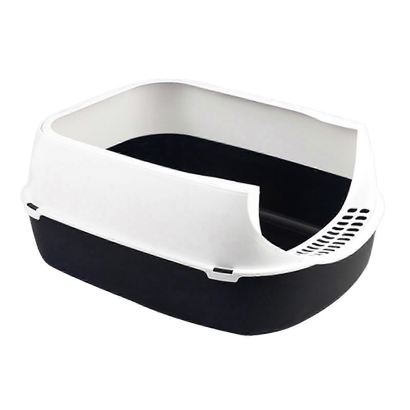 Semi-Open Cat Litter Box with High Sides, Anti-Splash Design & Sifting Tray for Cats and Rabbits