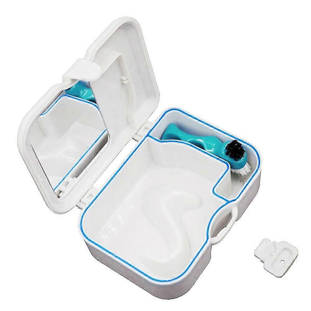 Plastic Dental Denture Storage Box Tool False Teeth Case Container with Mirror Brush