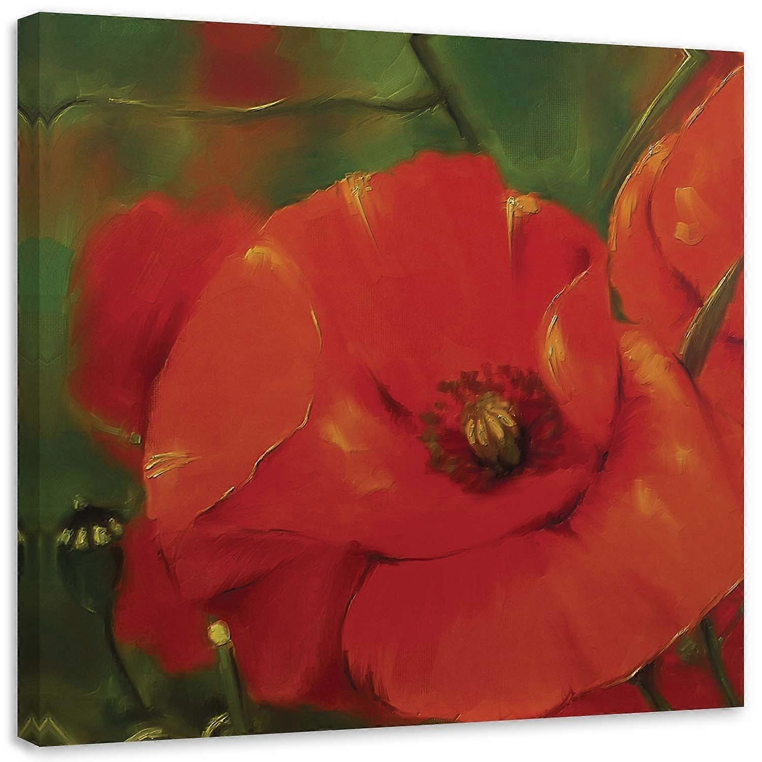 Obraz na plátně, Červené vlčí máky na louce - 40x40