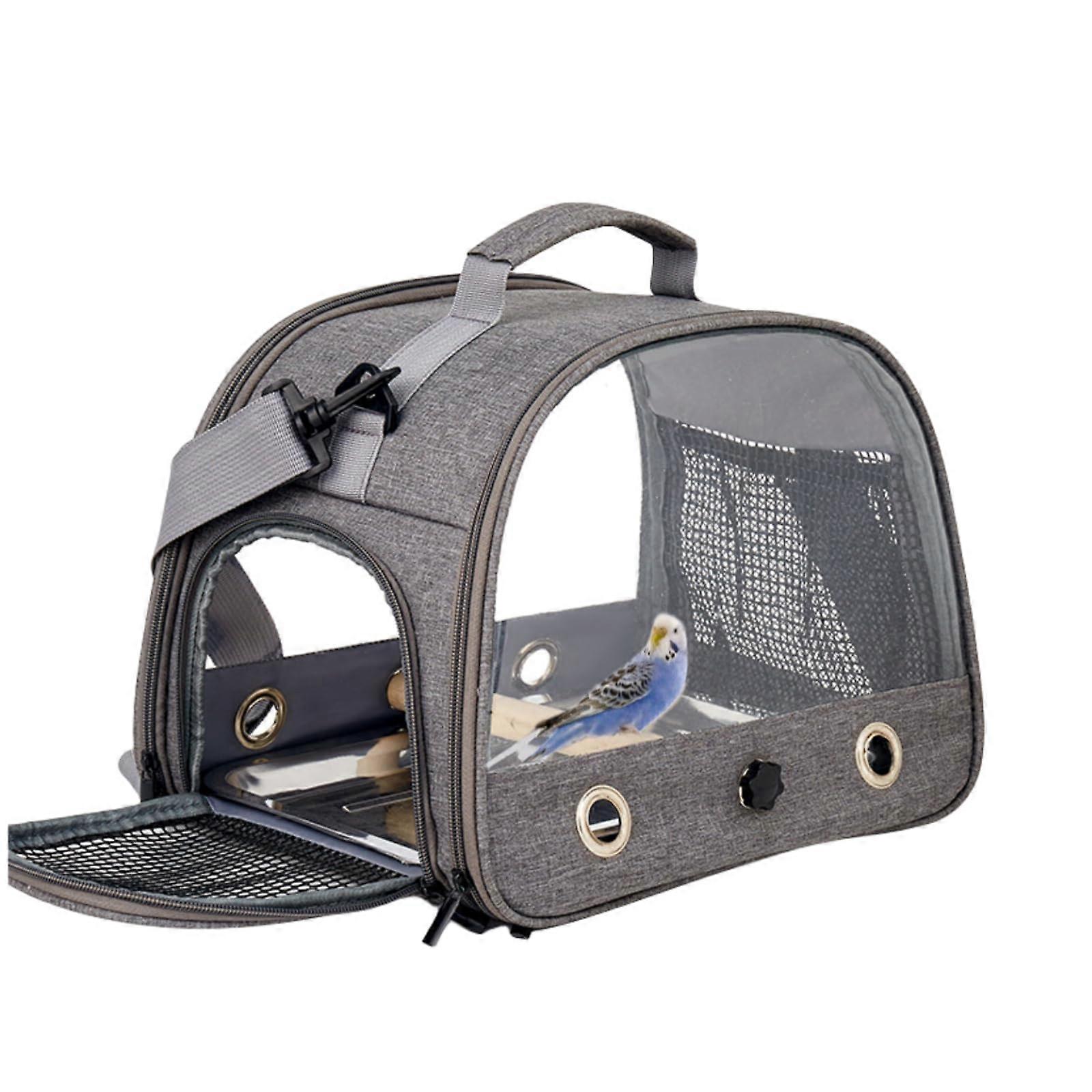 Bird Carrier Backpack with Perch - Lightweight Breathable Parrot Travel Cage with Shoulder Strap for Small Pets and Rodents