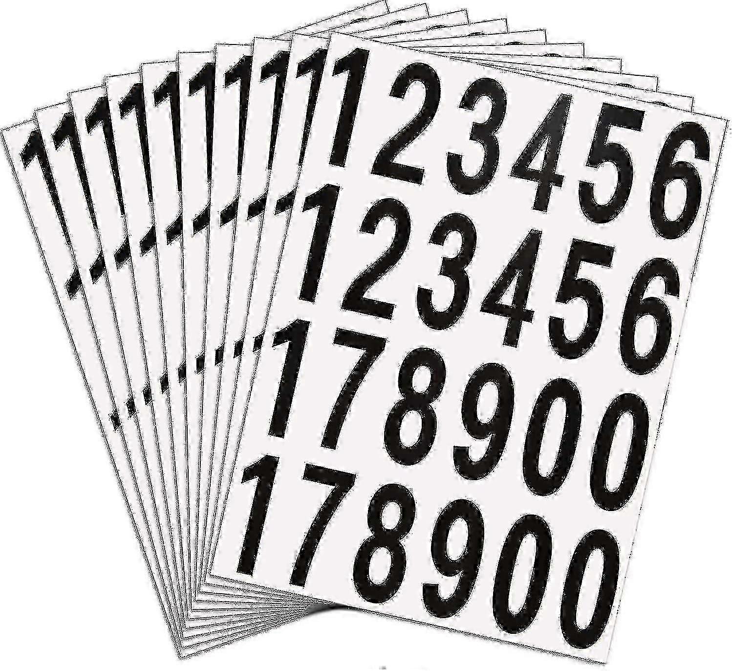 240個10枚番号ステッカーメールボックス番号住宅およびメールボックスサイン用の自己接着ビニール番号(2インチ、白地に黒)ラッキー