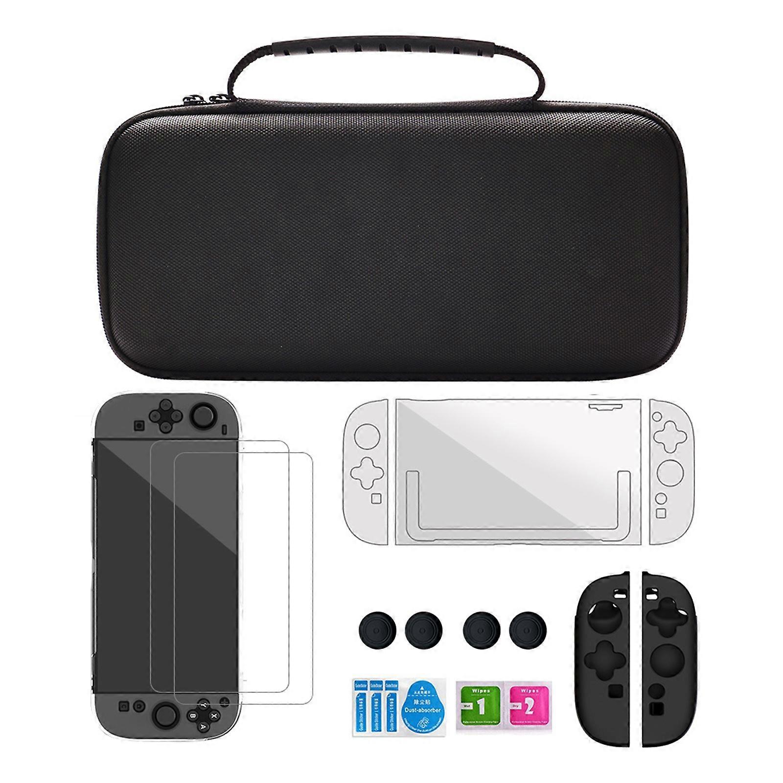Full Protective Kit For NSW2 Gaming Console Includes Carrying Case Hard Shell Cover Glass Screen Protector Thumb Grips