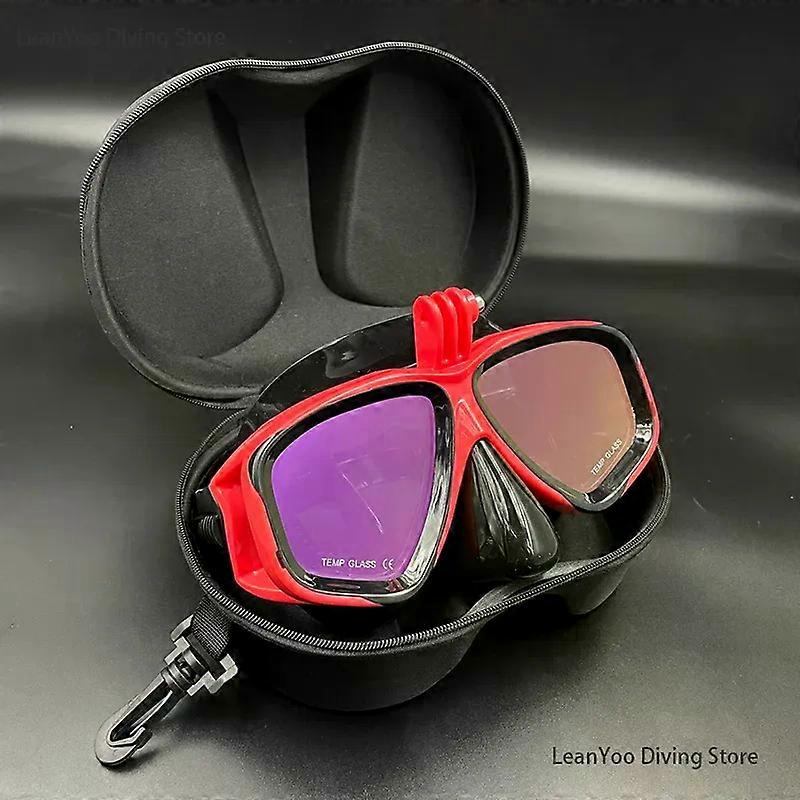 Professional Scuba Diving Mask with Camera Support - Tinted Tempered Glass Snorkeling Mask Pack In Black Zipper Box