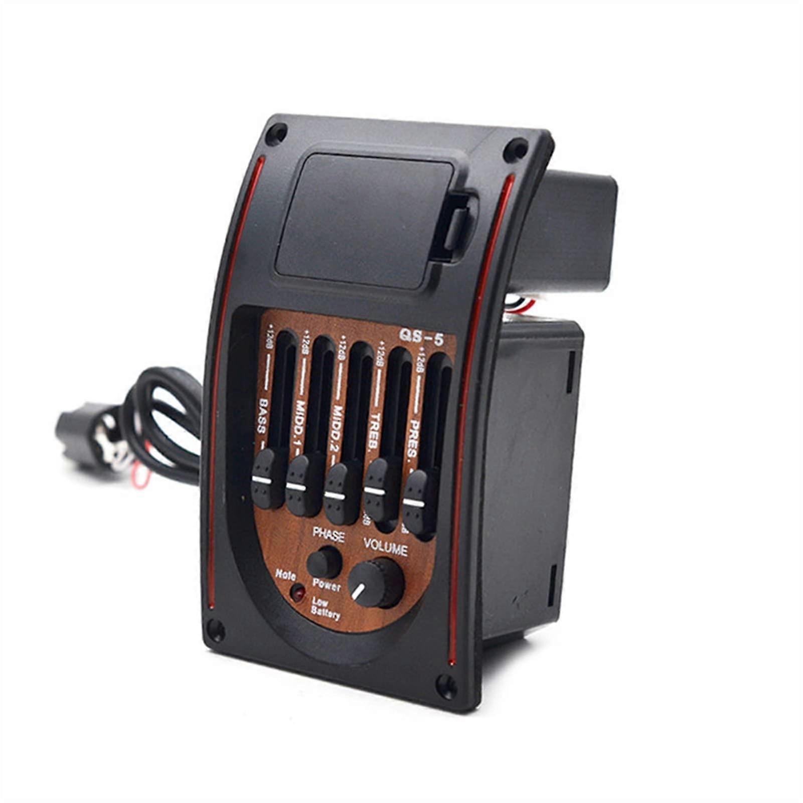 5 Band Acoustic Guitar EQ Equalizer Tuner with Piezo Pickup for Folk Guitars Without Endpin Cover