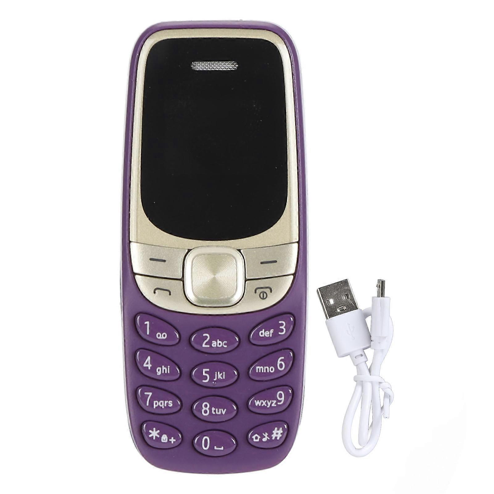 Smallest Bluetooth Cell Phone with Dual SIM Card, GSM 2G, Unlocked, Mini Mobile Phone for Kids and Students, Purple