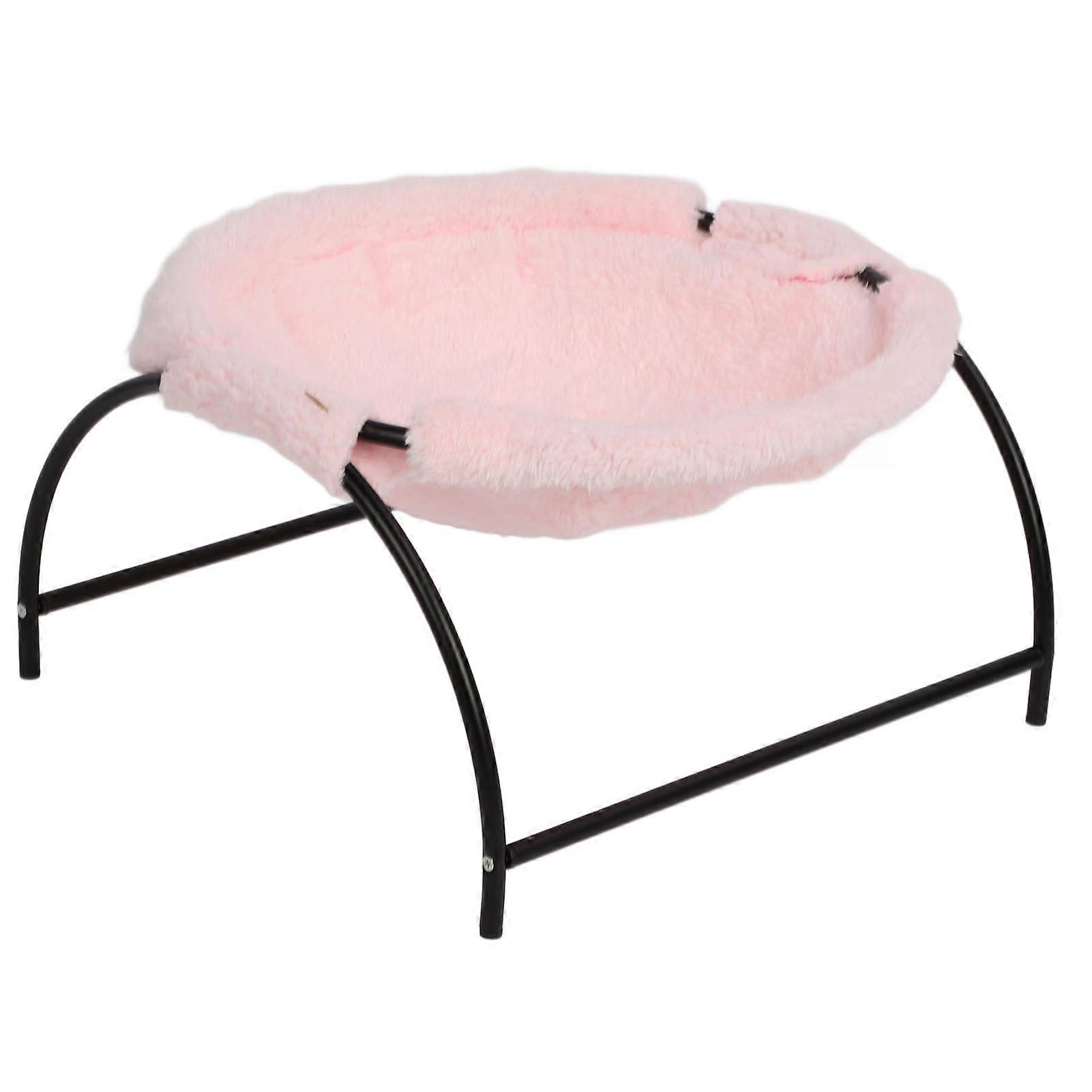 Cat Hammock Bed Stable Structure Soft Comfortable Breathable Elevated Kitten Sleeping Hammock for Home Indoor Plush Style Pink 