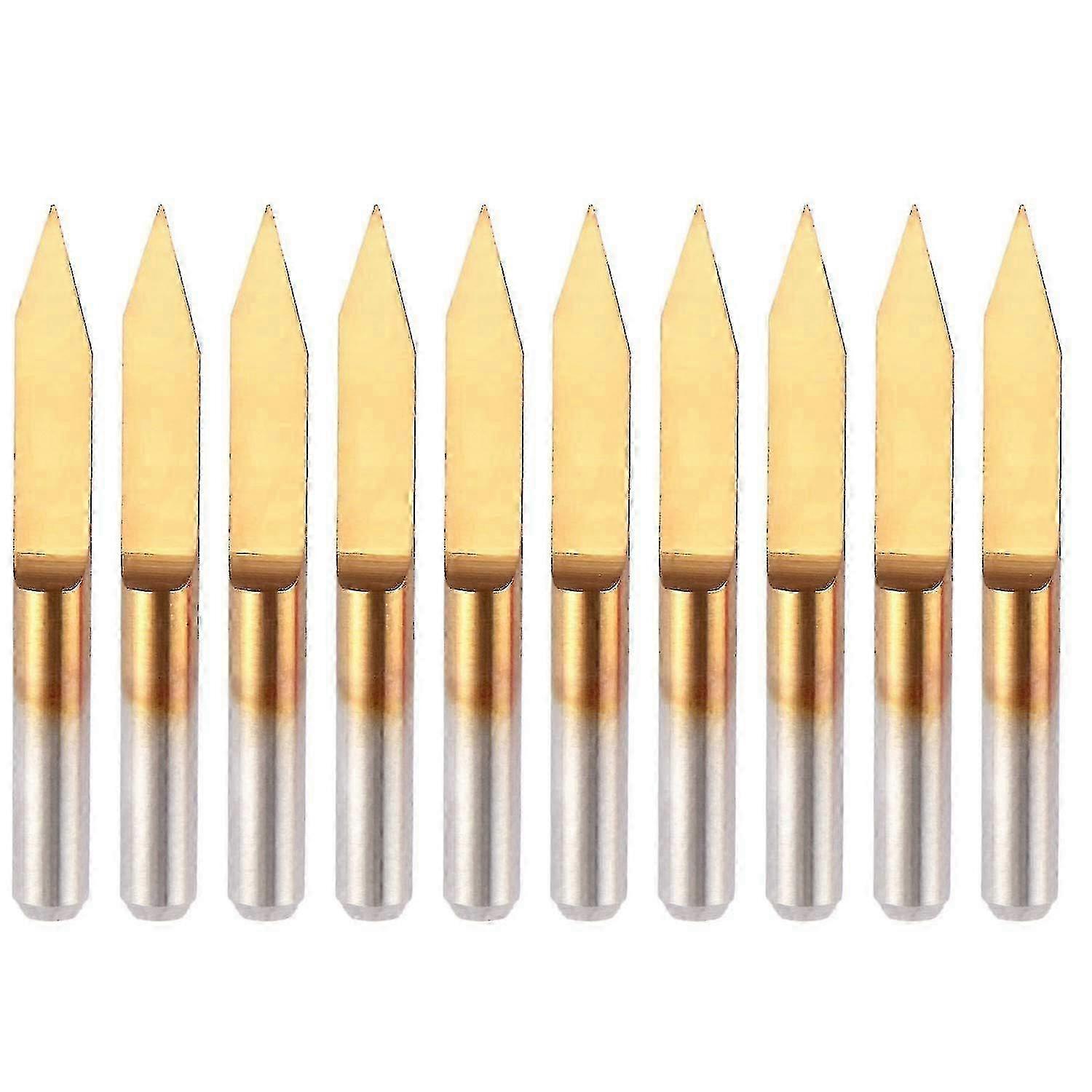 10pcs 30° 0.1mm Titanium Coated Carbide PCB Engraving Bits V-Shape CNC Router