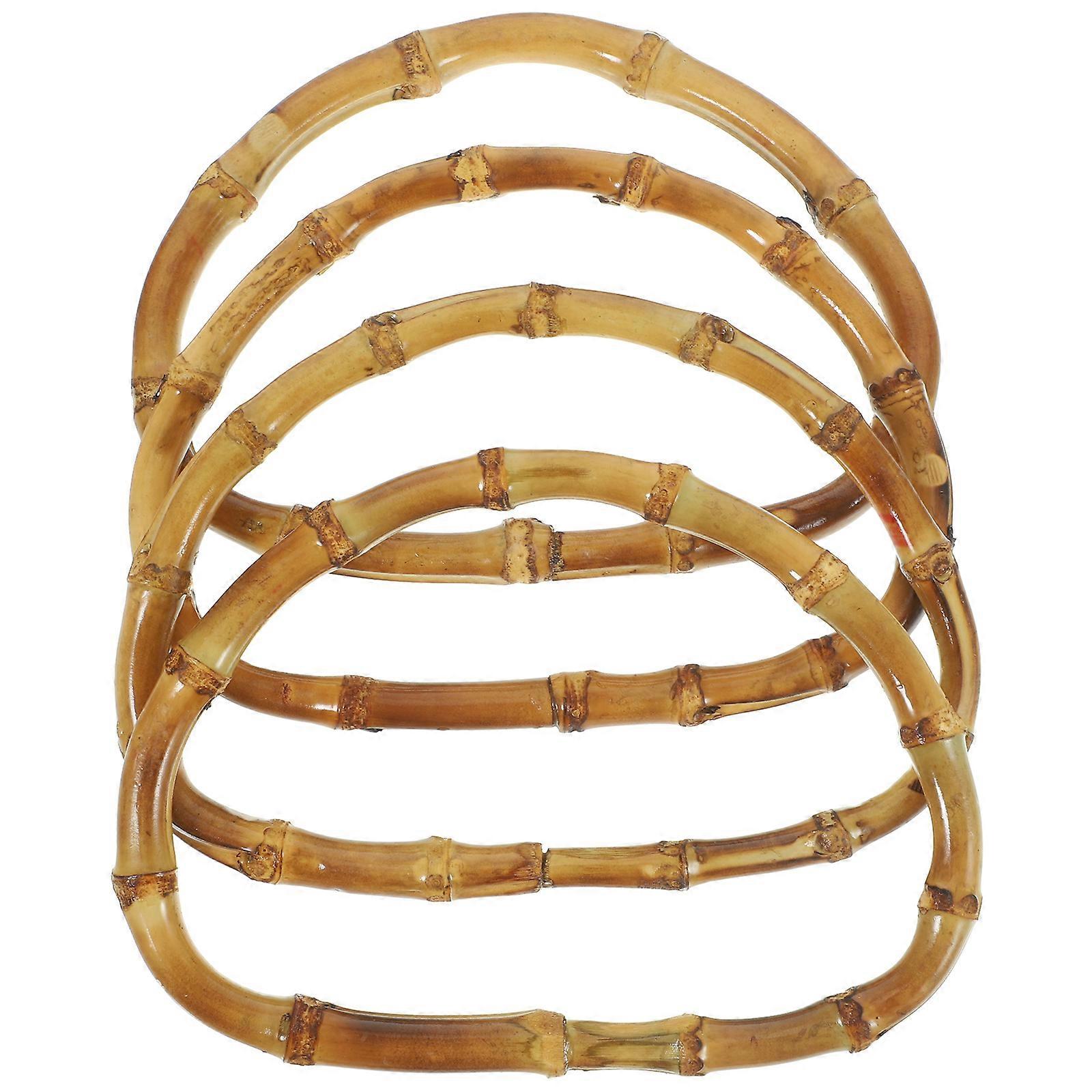 2pcs Solid Bamboo D Shaped Bag Handles, Lightweight DIY Handbag Accessories with Varnish Finish, Easy Installation Purse Frame Hangers for Handbag