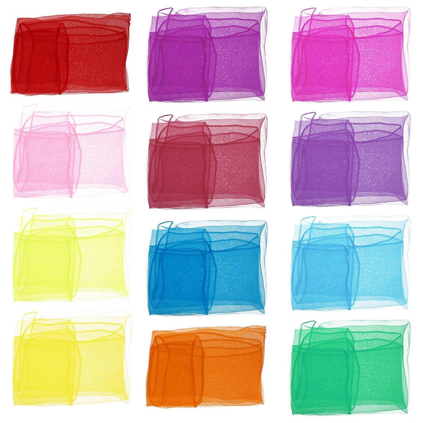 12 Pack Solid Color Dance Scarves for Juggling, Performances, Playtime, Dance Shows, Kindergartens & Creative Activities