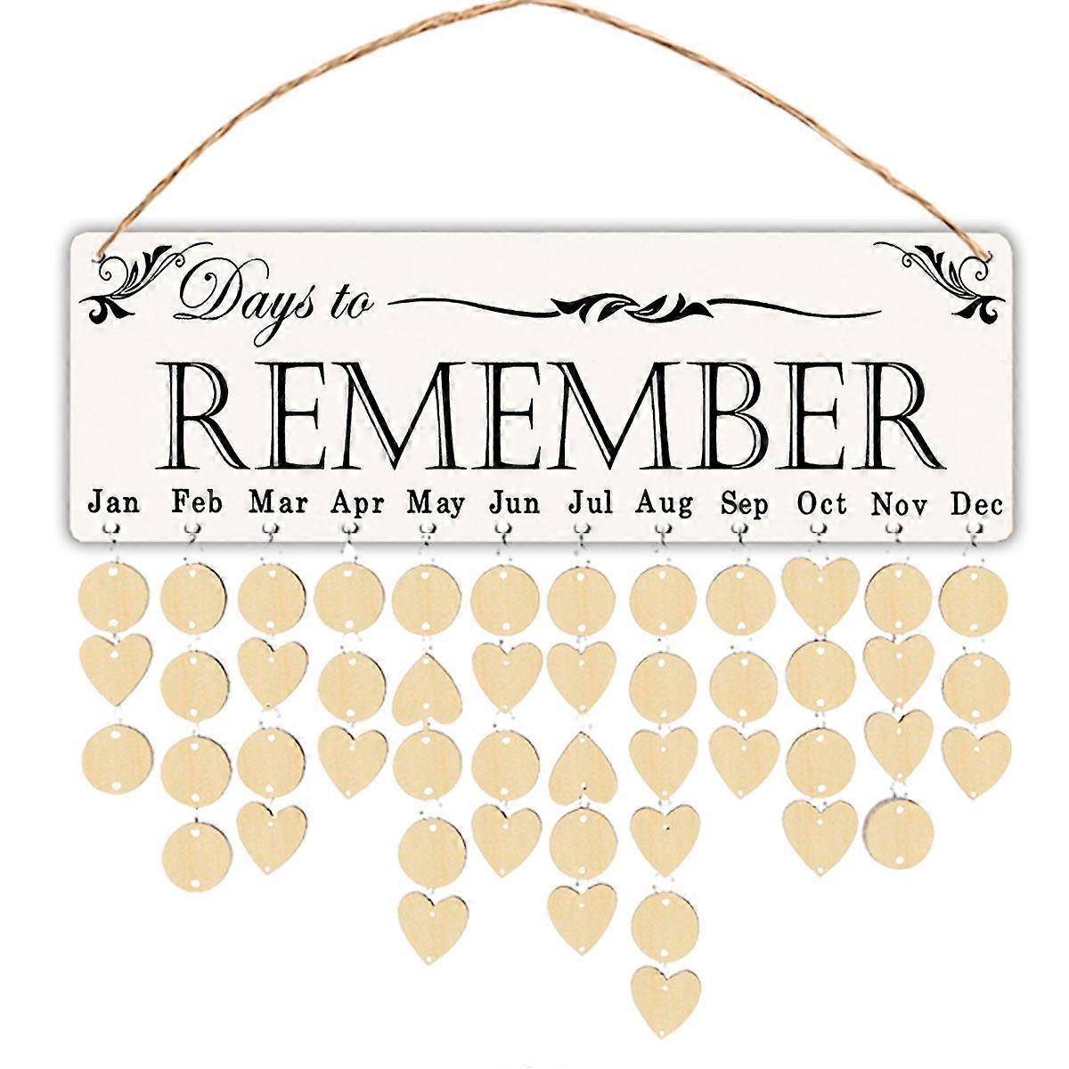 DIY الذكرى السنوية لوحة التقويم مجموعة خشبية معلقة لوحة مهرجان تذكير زخرفة الجدار اللون الأسود 1 مجموعة