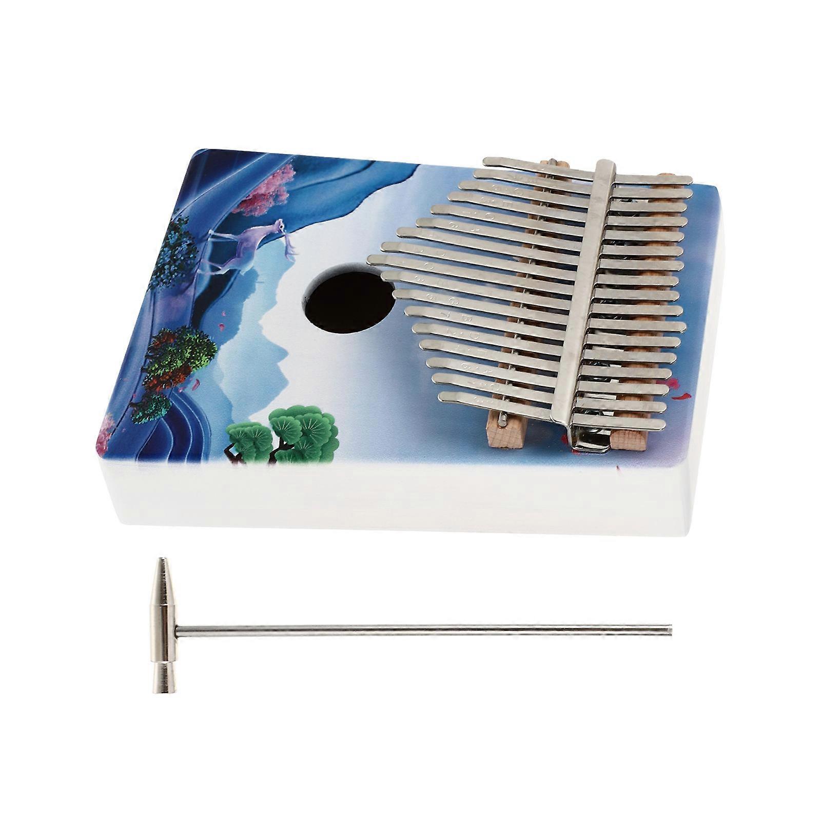 Thumb Piano Finger Instrument White Pine Material Round Holes Design for Music Practice 1Set
