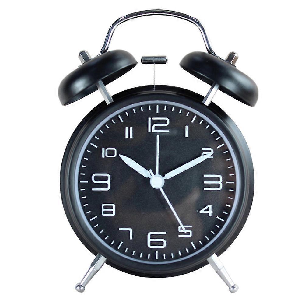 Twin Bell Alarm Clock Stereoscopic Dial Backlight Loud Alarm Quartz Movement Black For Heavy Sleepers Bedroom Night Use 1Set