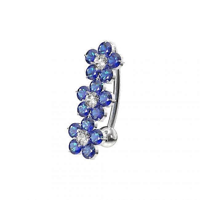 Jewelled Flower Design Non- Moving Belly Ring