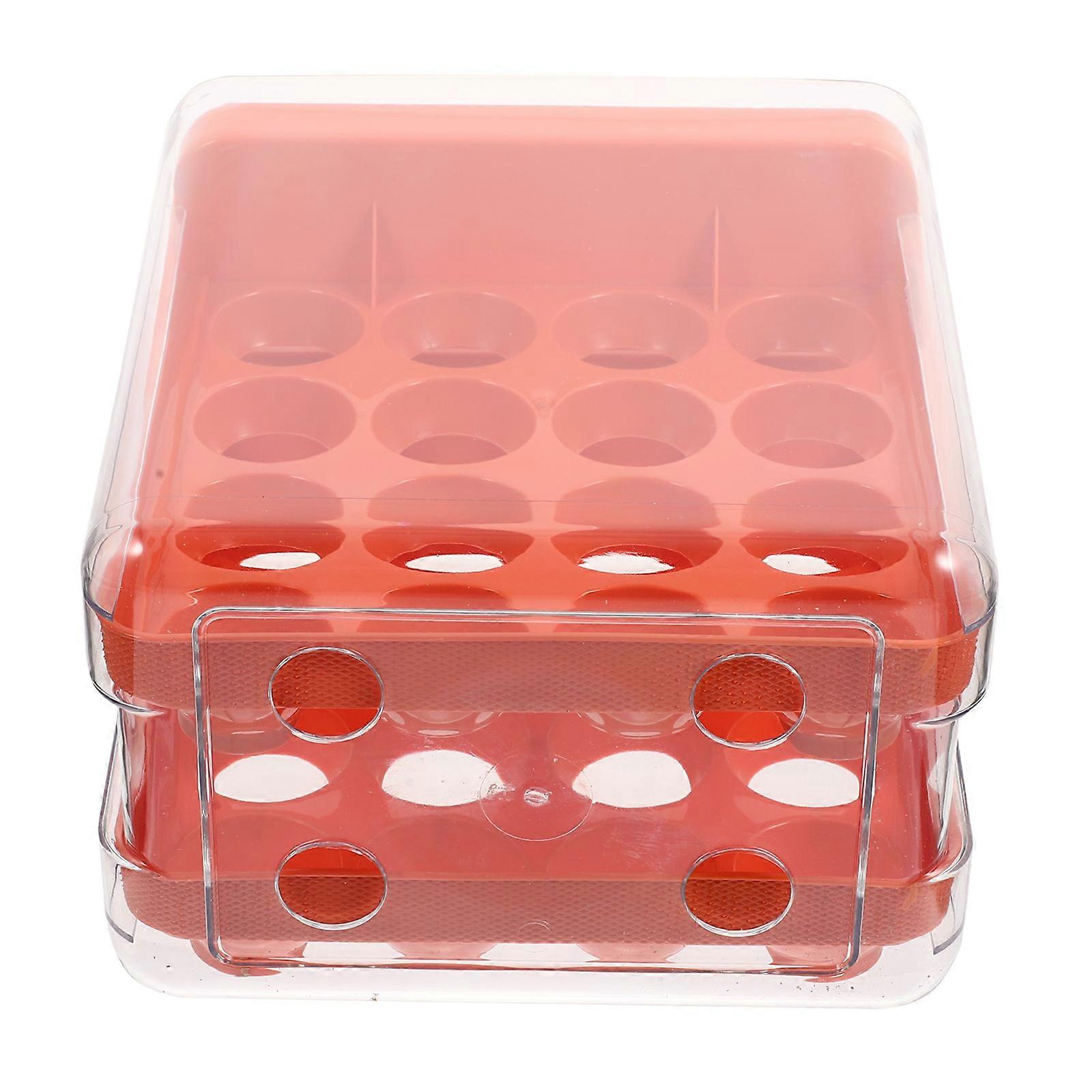 Kitchen Egg Organizer Plastic PP Thickened Egg Box Drawer Style Double Layer 21.5x22.5x14cm Dustproof 1Pack