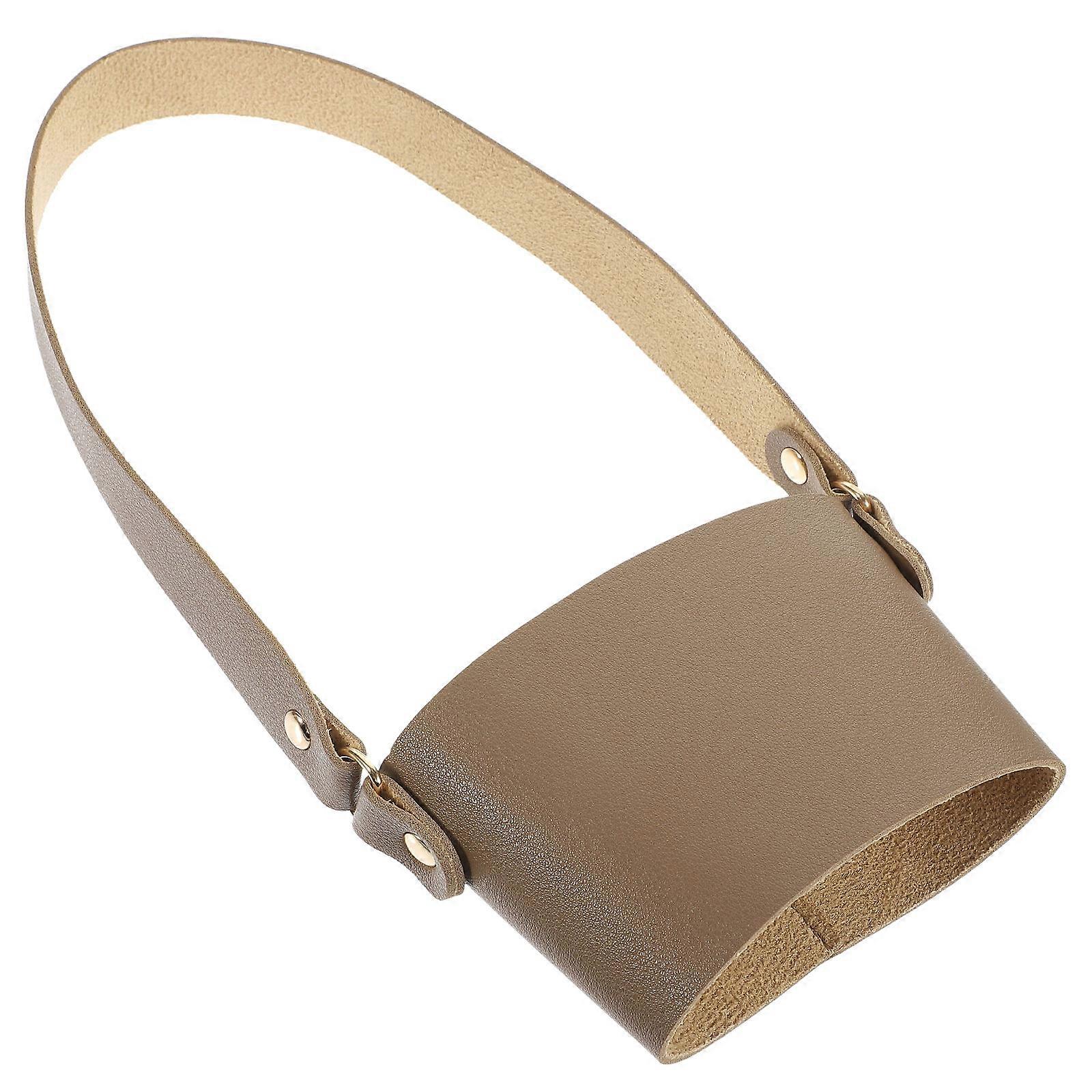 Cup Carrier Handheld Coffee Sleeve Leather Drink Cup Carrier with Handle Non-Slip Protective Square with Handle 1Set