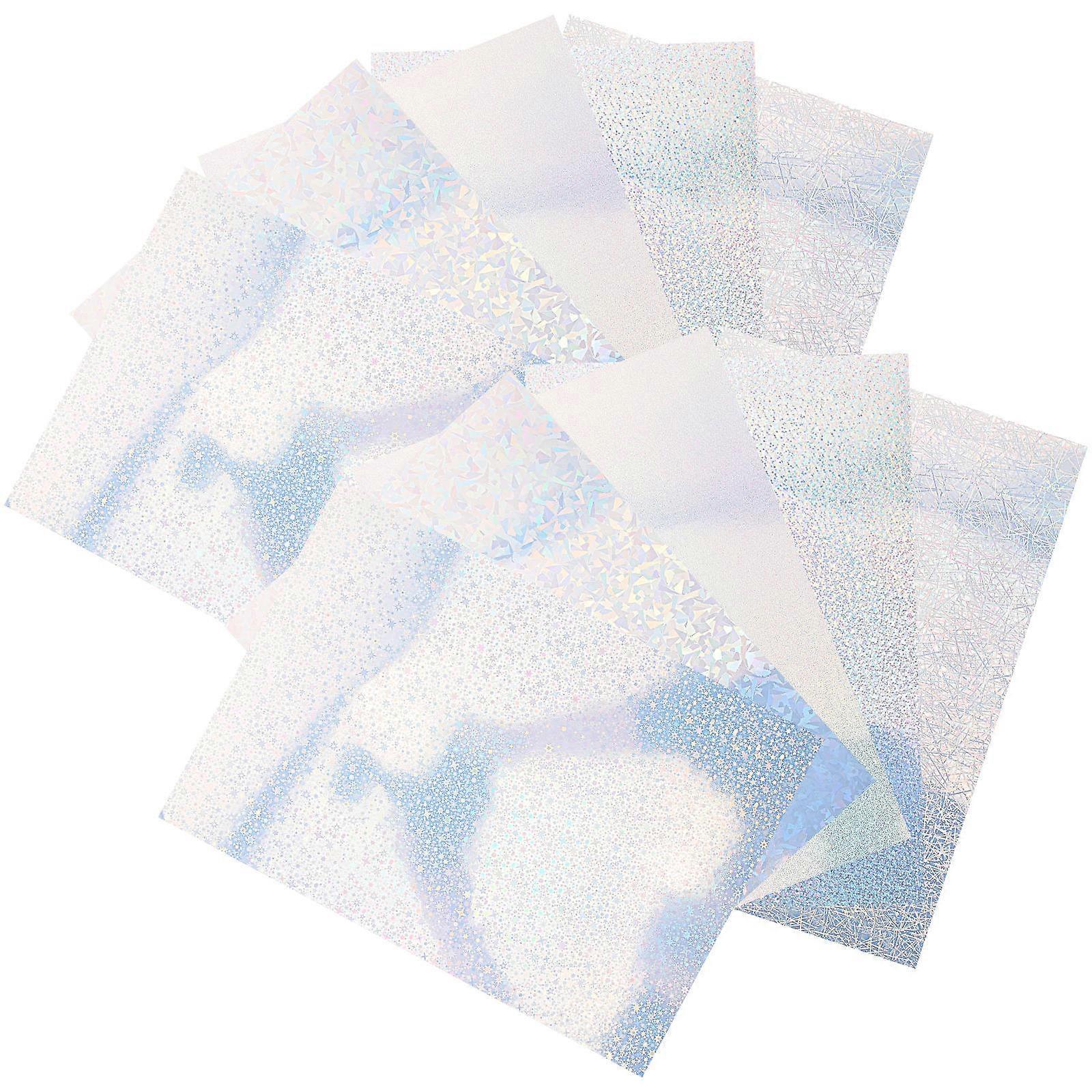 Holographic Sticker Sheet Cuttable Holographic Stickers for Diy Decoration Assorted Colors Rectangular Shape Waterproof 10 Sheets