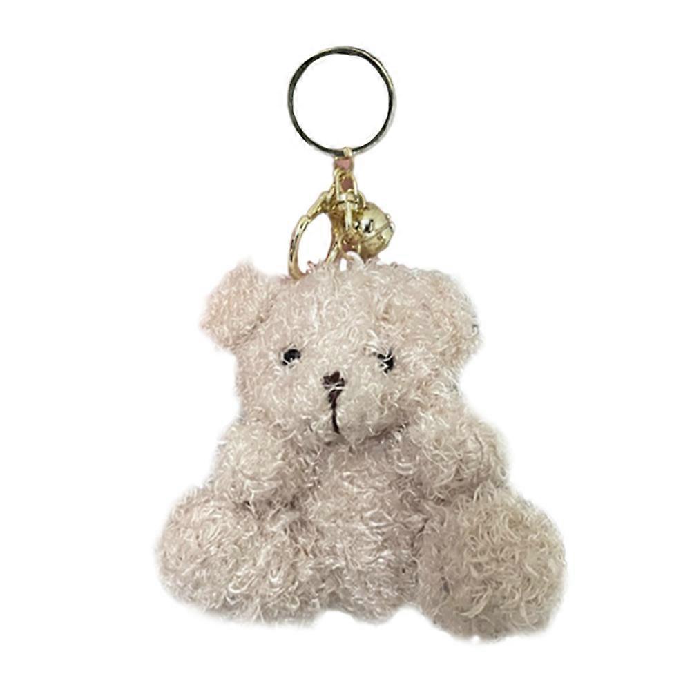 Bear Key Pendant Plush Bear Toy Multipurpose Bear Shape Beige 10X9CM 1Pcs