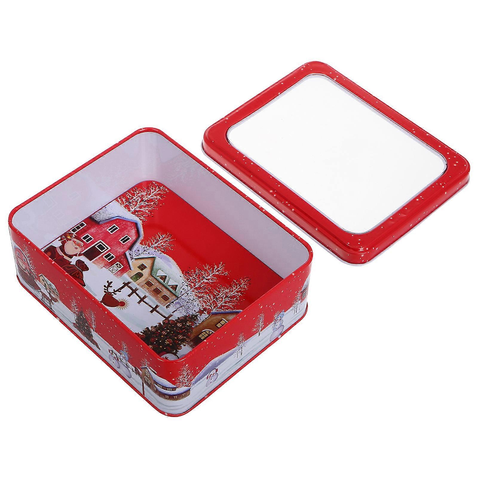 Christmas Containers For Treats Rectangular Cookie Tin For Holiday Season Multi Color Airtight Protection 1Set