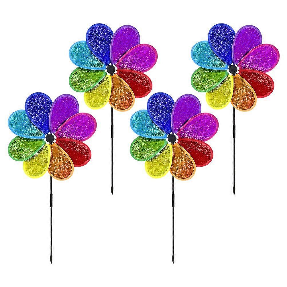 4db Kerti szélmalom dekorációk Gyermek Pinwheel Plaything Virág design Szélmalmok