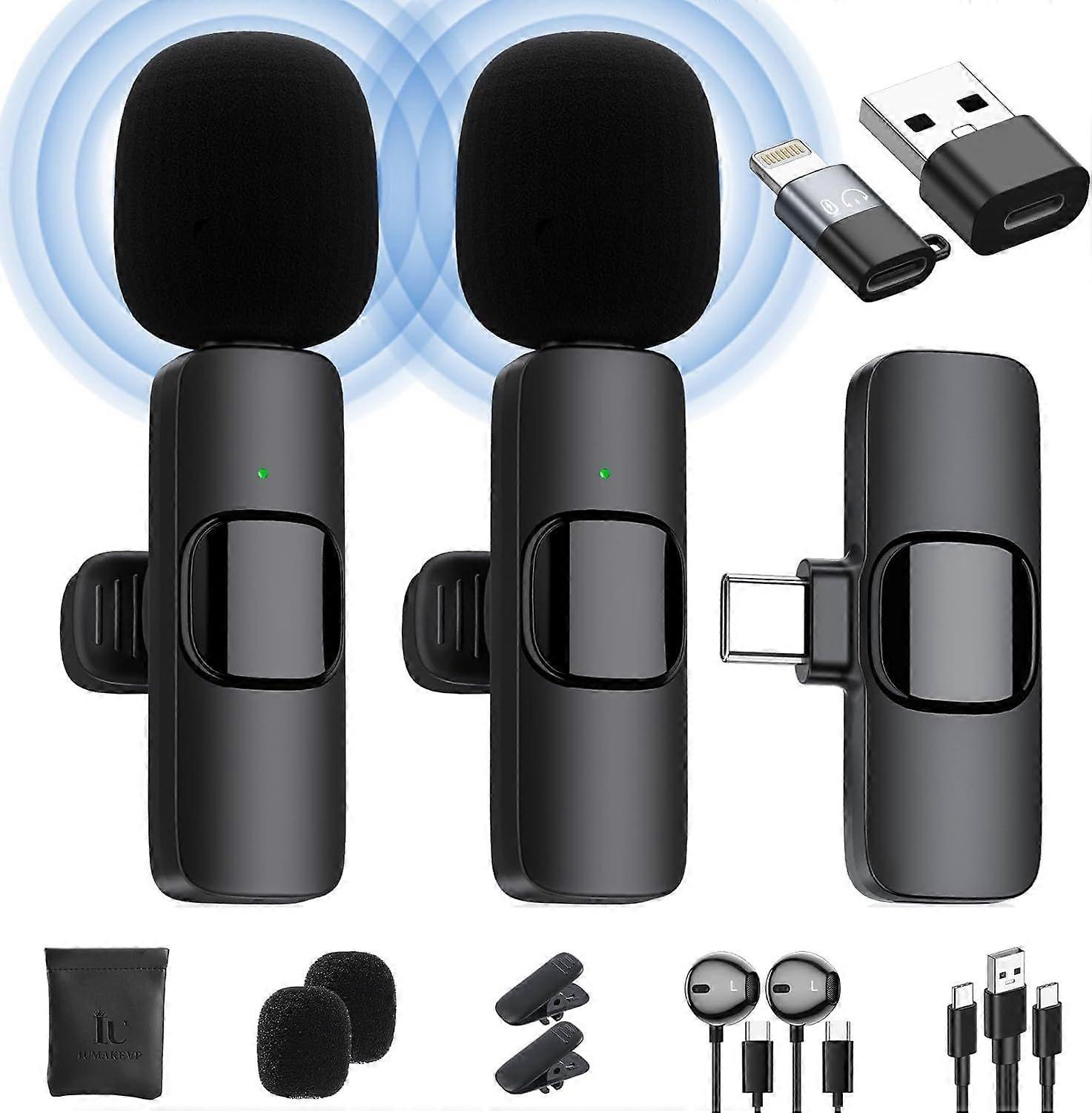 2025 Latest Model Wireless Lapel Microphone for iPhone/Android Phone/Laptop, Plug and Play