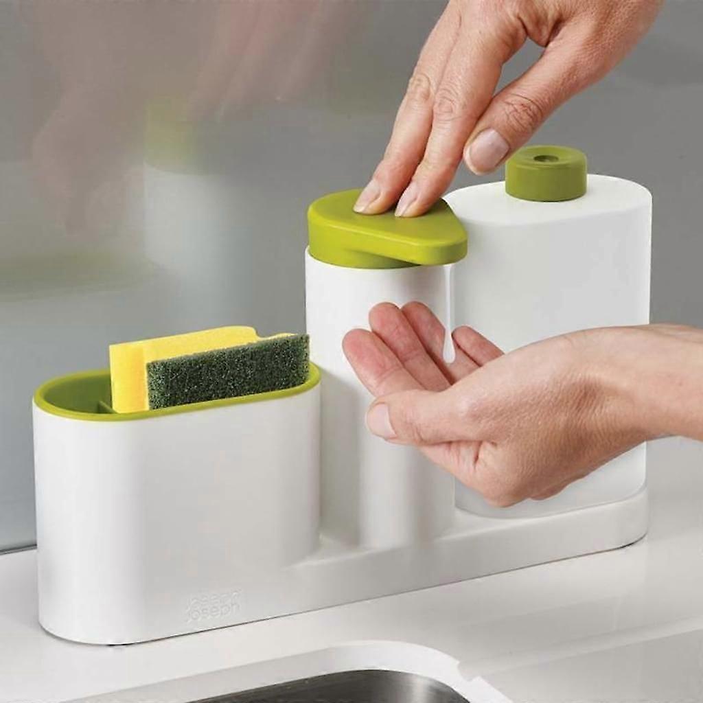 Kitchen Sponge Brush Holder - Sink Organizer, Soap Dispenser