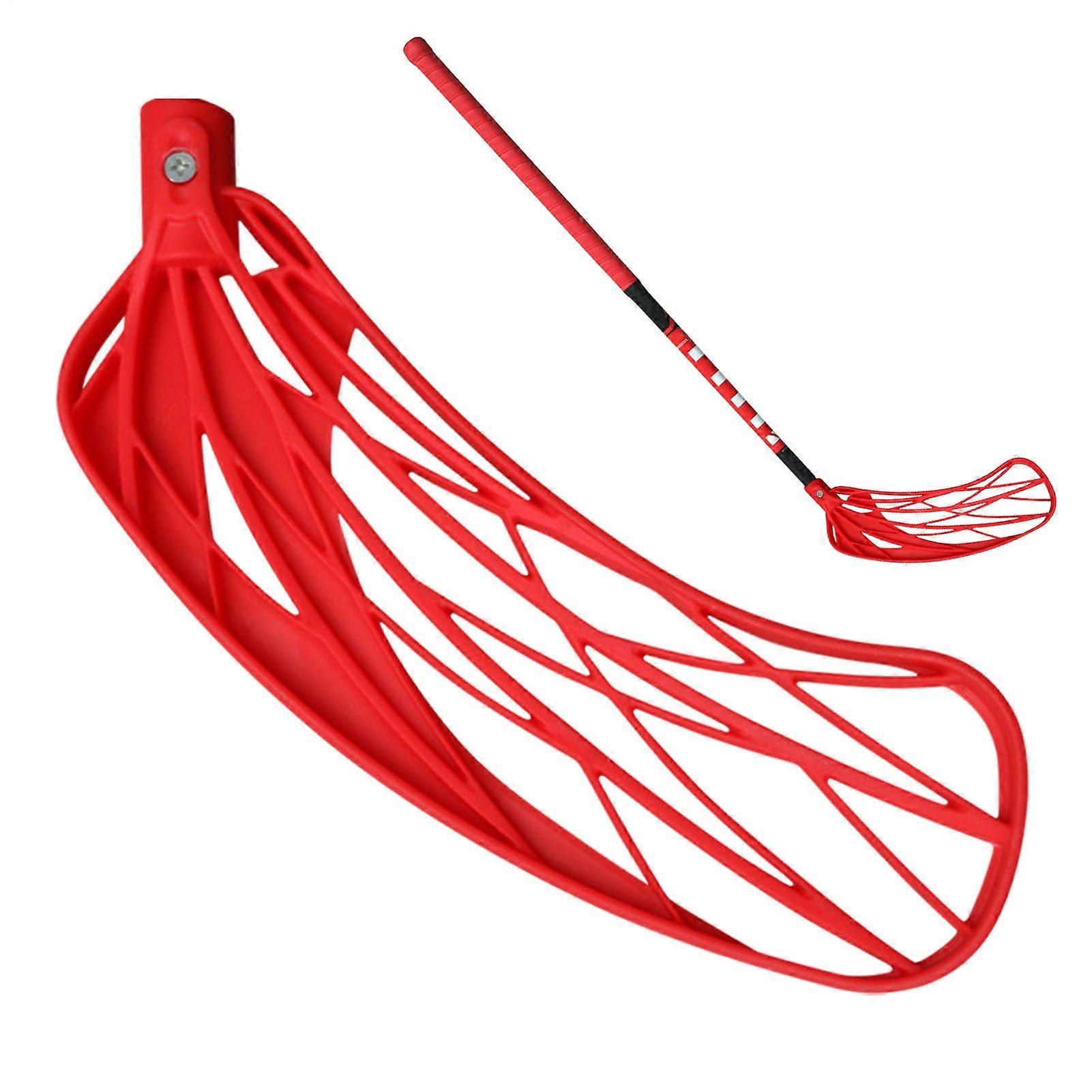 Floorball Hockey Stick Head - Curved Red Salibandy Accessory for Right-Handed Teens and Adults - Durable Embroidery Design