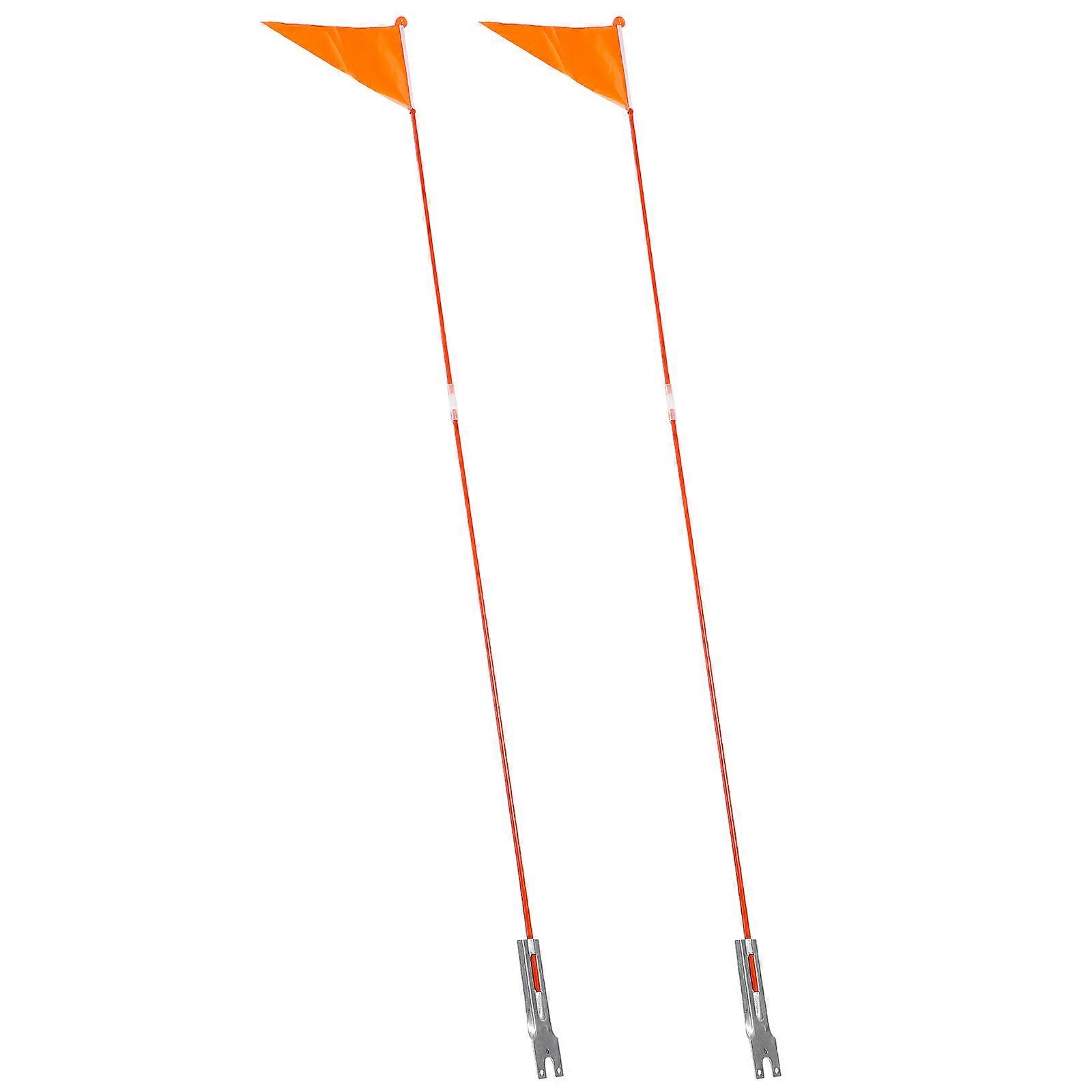 Bike Flags For Safety Cycling Safety Warning 2Pcs Orange Metal Rectangular Display
