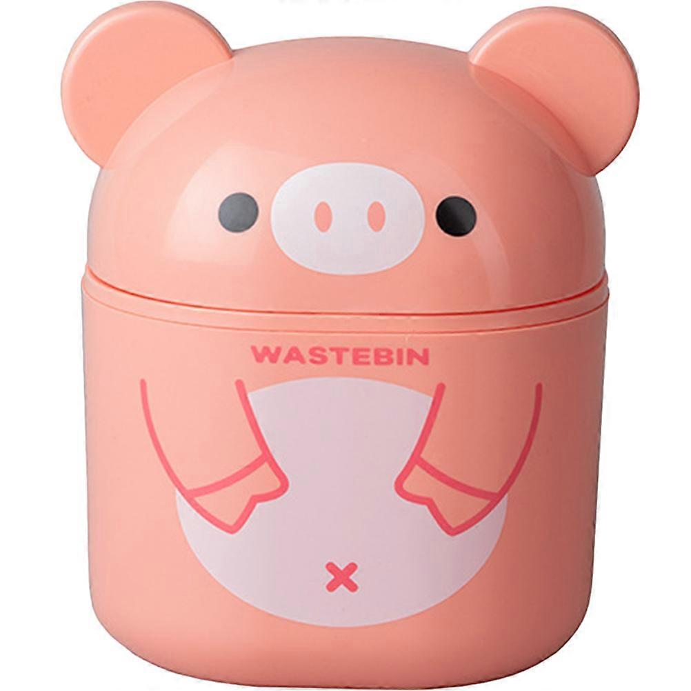 Compact Cartoon Desktop Trash Can with Lid – Dustproof & Odor Reducing Wastebasket for Bedroom, Office, and Vanity Use