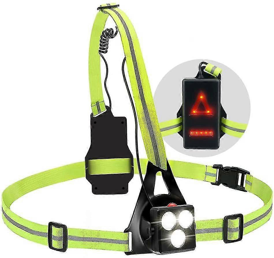 Running Light, Ultra Powerful LED Chest Light, USB Rechargeable Running Chest Light with 3 Lighting Modes, Chest Light with Reflective Strips for Jog
