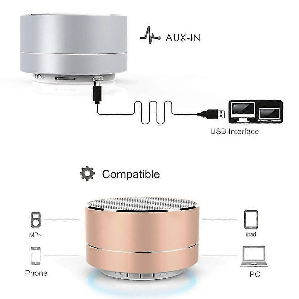 A10 Wireless Smart Aluminum Alloy Bluetooth Compatible Speaker Colorful LED Light Hands-Free Subwoofer Speaker Support TF Card