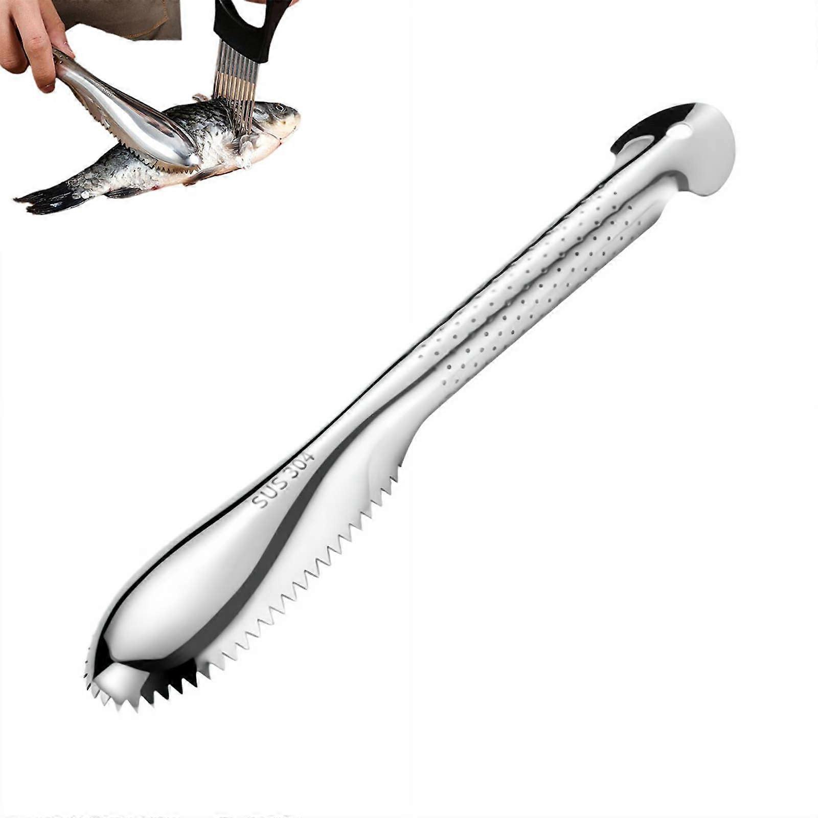 Fish Scale Remover Tool - Stainless Steel Fish Descaler Scraper 28.5cm, Bone Tweezers, Shrimp Deveiner, Cleaning Set 1pc