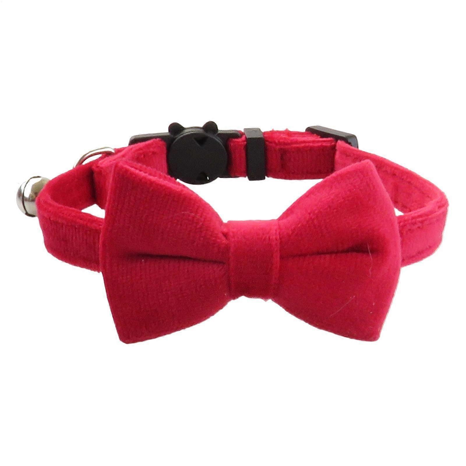 Dog Bow Tie - Adjustable Pet Bell Collar for Dogs and Cats, Removable Tie in Red, Suitable for Weddings and Everyday Use