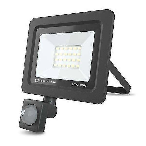 20w LED Floodlight with Motion Sensor, Black