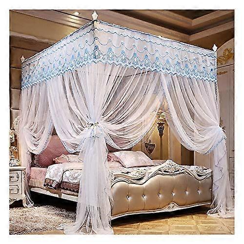 Canopy bed with 4 corner posts, mosquito net, square, white 120x200x200cm